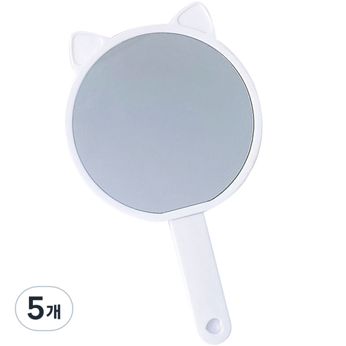 더블제이 브러쉬 2in1 일체형 고양이 손거울, 화이트, 5개