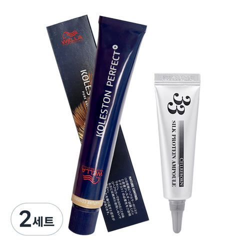 웰라 콜레스톤 퍼펙트 플러스 염색제 80g + 셀리본 33 실크 프로틴 앰플 12ml 세트, 6 / 00, 2세트