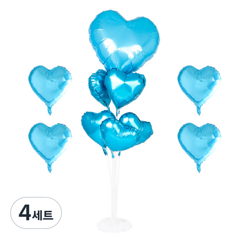 파티쇼 풍선꽂이장식세트 70cm, 하트라이트블루, 4세트