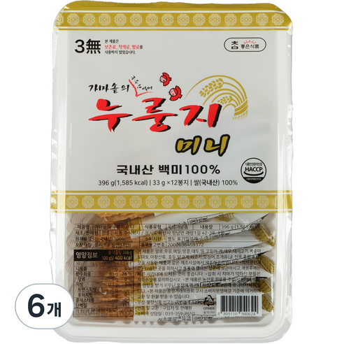 참좋은 가마솥의 누룽지 미니 12p, 396g, 6개