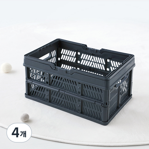 마켓비 KONTINO 폴딩바스켓, 원톤네이비, 18L, 4개