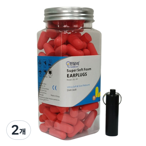 소음방지 귀마개 레드 120p, 2개, 120개입