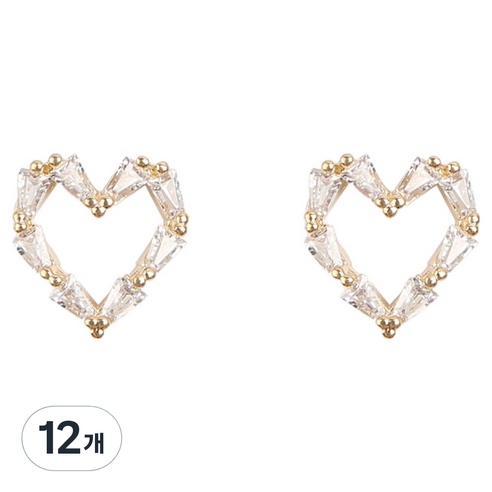 젤로젤로 하트 스톤 네일 파츠 JCP-1, 12개, 골드(JCP-13)