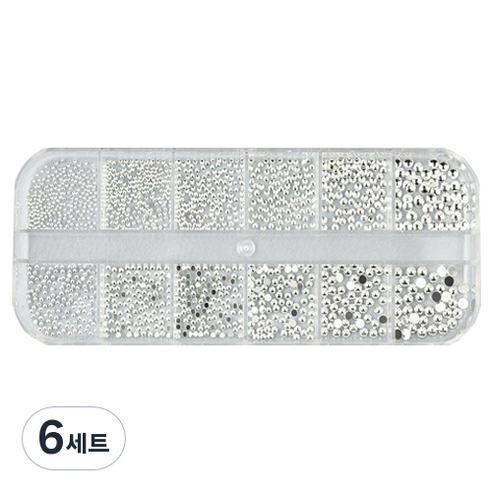트렌드 메탈 반참 반볼 네일파츠, 6세트, 실버참