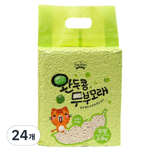 데이스포 고양이 완두콩 두부모래, 2.8kg, 24개, 무향