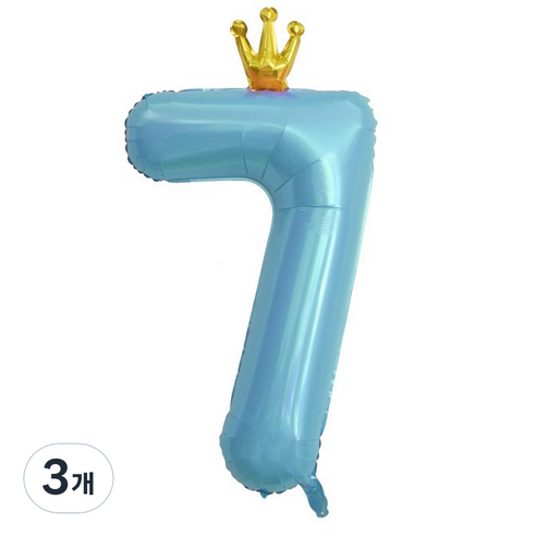 이자벨홈 생일파티 왕관 숫자 풍선 7 초대형, 블루, 3개