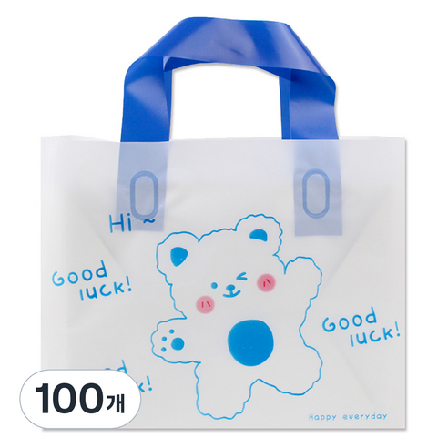 아이엔피 LDPE 손잡이 비닐백 중 35 x 25 cm, 03 굿럭베어, 100개