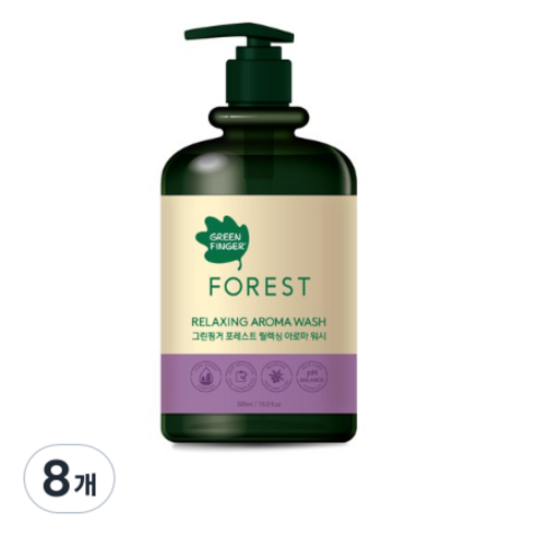 그린핑거 포레스트 릴랙싱 아로마 워시 플로럴향, 500ml, 8개