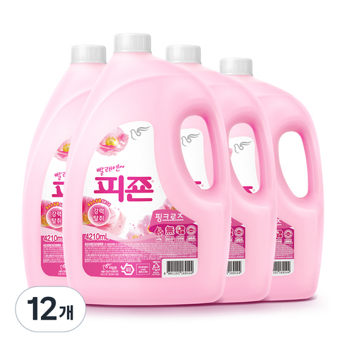 피죤 레귤러 섬유유연제 핑크로즈 본품, 4210ml, 12개