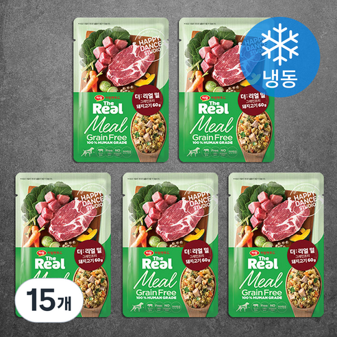 하림펫푸드 전연령 강아지 더리얼 밀 그레인프리 화식사료, 돼지, 60g, 15개