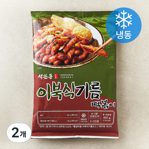 석관동떡볶이 이북식기름 떡볶이 (냉동), 450g, 2개