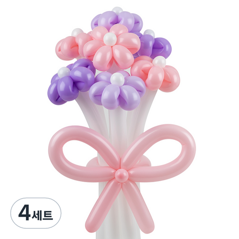셈퍼텍스 요술풍선 데이지 튤립 꽃다발 만들기 세트, 핑크라일락 3색혼합, 4세트