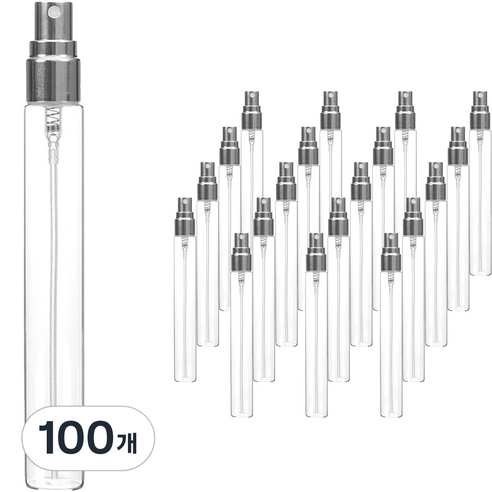 알루미늄캡 스프레이 용기 10ml, 100개, 투명(용기) + 실버(캡)