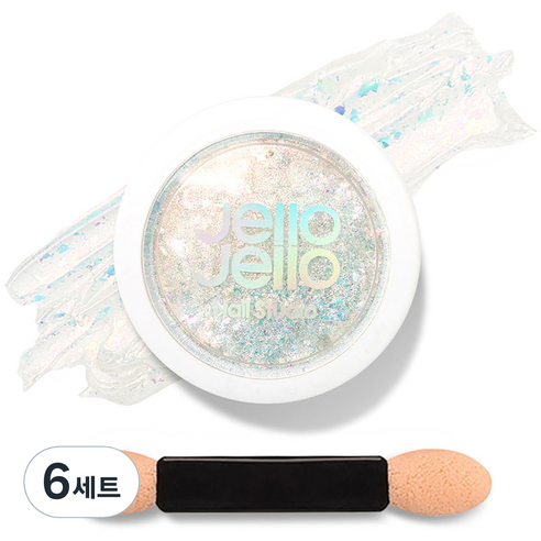 젤로젤로 젤네일 아트 엣지빔 미러 파우더 글리터 + 브러쉬 세트, 6세트, JP10 갤럭시(글리터)