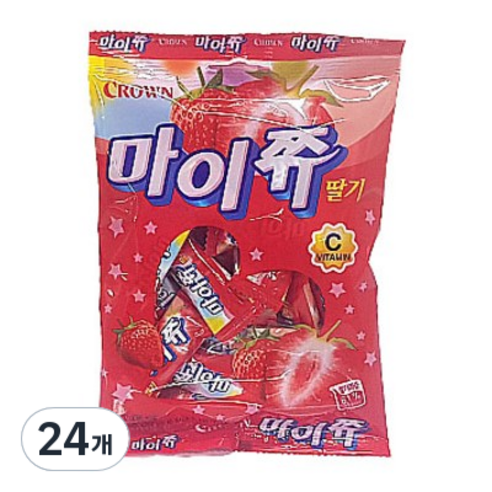 크라운 마이쮸 딸기 츄잉캔디, 92g, 24개