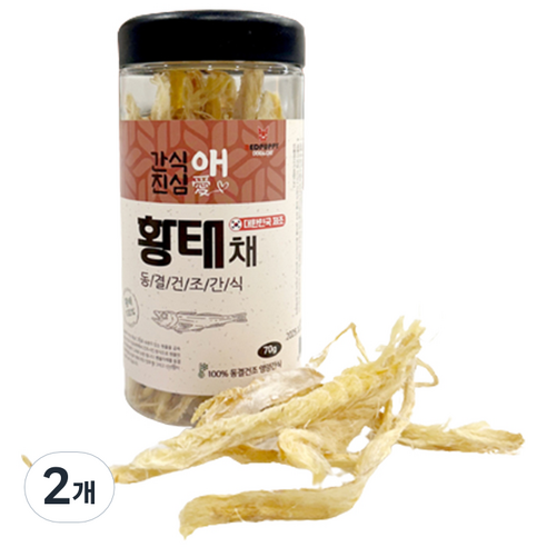 레드퍼피 반려동물 간식애진심 동결건조 통간식, 황태맛, 70g, 2개