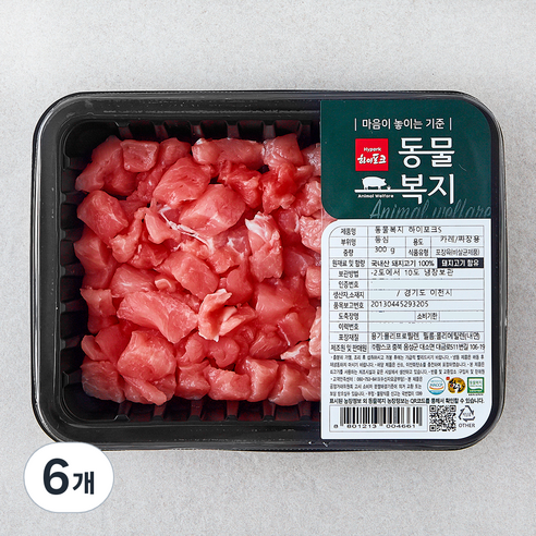 하이포크 동물복지 인증 한돈 등심 카레짜장용 (냉장), 300g, 6개