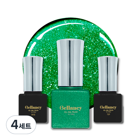 벨랑시 원스텝 젤네일 5ml + 젤네일 베이스 5ml + 젤네일 탑 5ml 세트, 4세트, 벨랑시 베이스 5ml+SN 40 그린 글리터 5ml+벨랑시 탑 5ml
