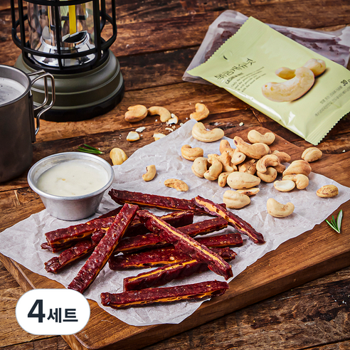 건어물학교 간편 간식 치즈 육포 30g x 2봉 + 볶음 캐슈넛 30g x 3봉 세트, 4세트