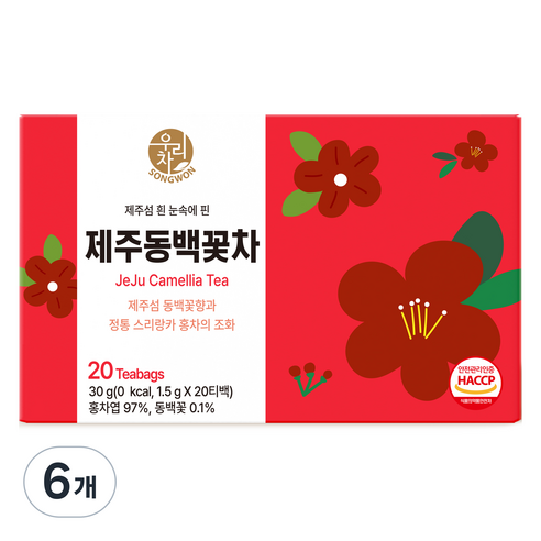우리차 제주 동백꽃차, 6개, 20개입, 1.5g