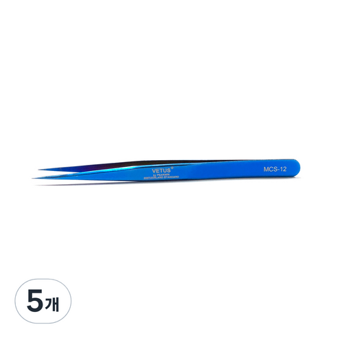 비투스 속눈썹 핀셋 MCS-12, 블루, 5개