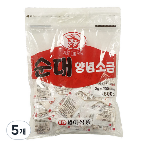 범아뽀빠이 순대 양념소금 200p, 5개, 600g
