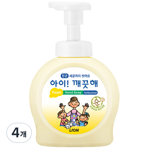 아이깨끗해 핸드워시 순 보송보송 파우더향, 490ml, 4개