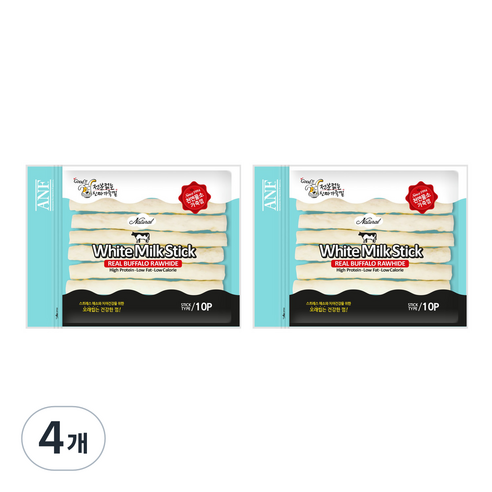 ANF 로하이드 화이트 밀크 스틱 강아지 간식 10p, 4개