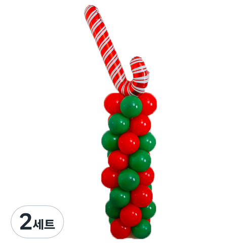 와우파티코리아 메리크리스마스 기둥 혼합풍선세트, 지팡이, 2세트