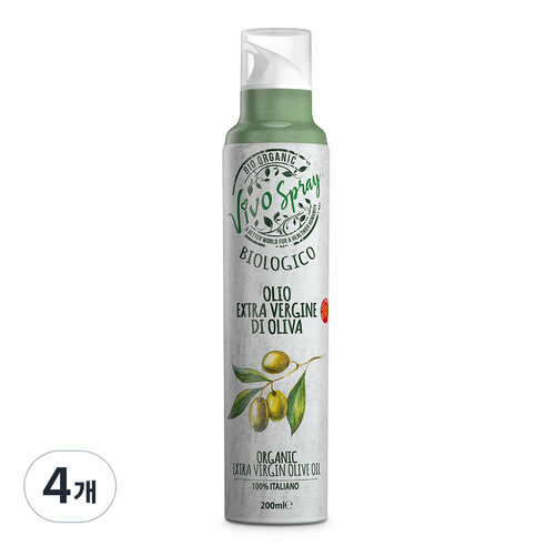 비보스프레이 오가닉 엑스트라버진 올리브 오일 스프레이, 200ml, 4개