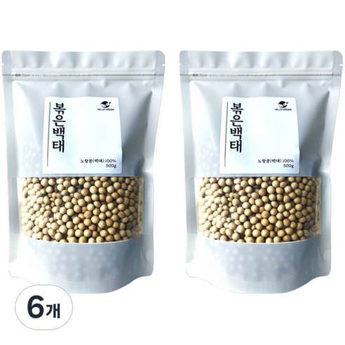 헬로우그린 국내산 볶은 백태, 6개, 500g