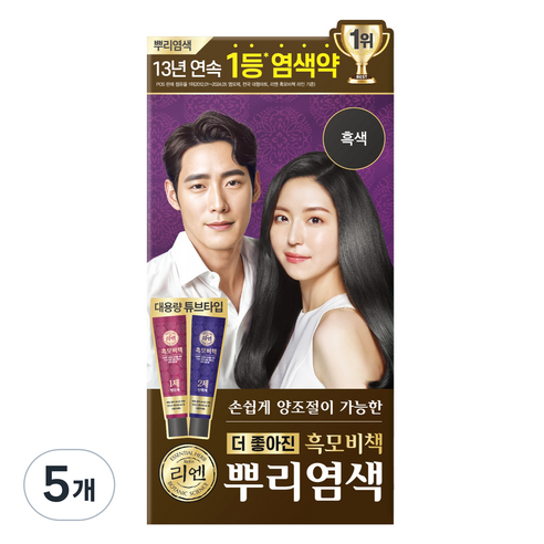 리엔 흑모비책 뿌리염색 크림 100g, 흑색, 5개