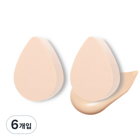 더툴랩 촉촉 베이스 메이크업 파운데이션 퍼프 스펀지 워터 드롭 2p, 6개입