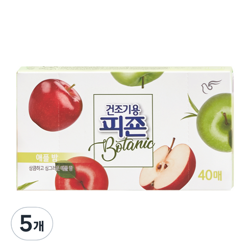 피죤 건조기용 보타닉 시트 섬유유연제 애플밤, 40매, 5개