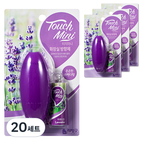 리빙굿 터치미니 화장실 방향제 세트 은은한 라벤다향 본품, 13ml, 20개