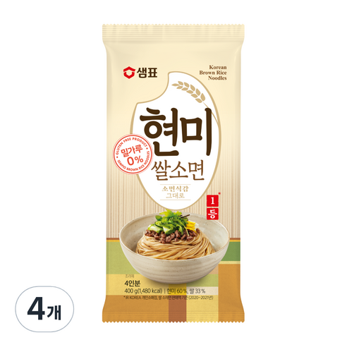 샘표 현미 쌀소면, 400g, 4개