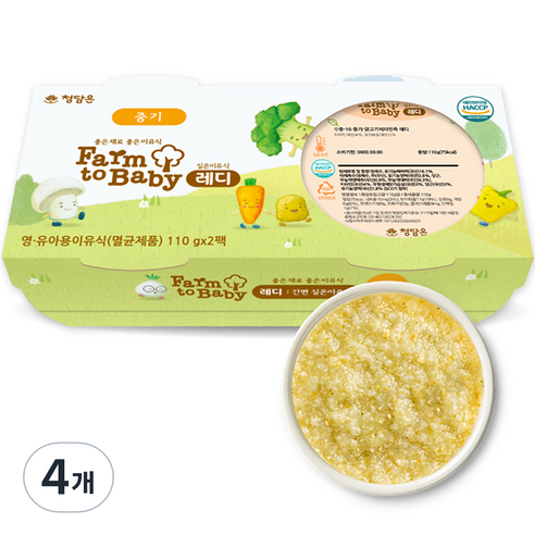 팜투베이비 레디 실온이유식 중기 닭고기비타민죽, 110g, 4개