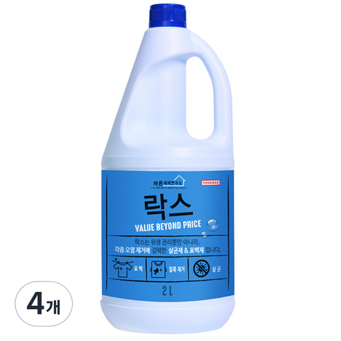 바른세제연구소 락스, 2L, 4개