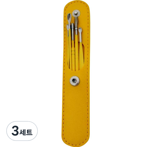 봄봄리빙 스테인리스 귀이개 열쇠고리 6종 세트 옐로우, 3세트