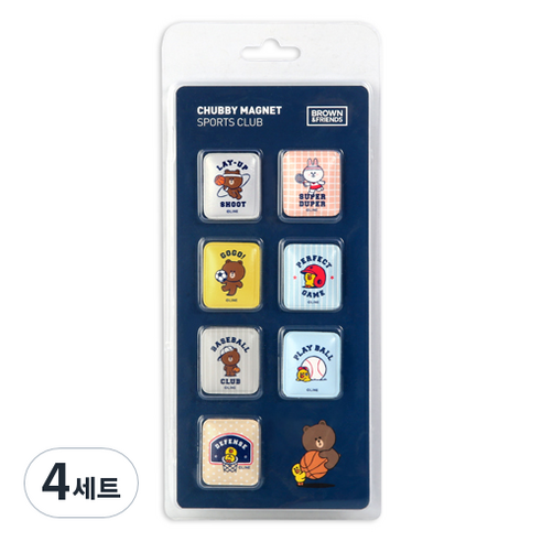 브라운앤프렌즈 처비 마그넷 7종 세트, SPORTS CLUB, 4세트
