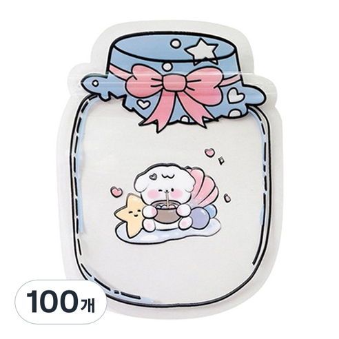 마켓감성 유리병모양 소품 포장백, 파란색, 100개