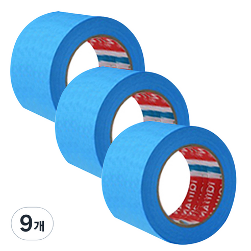 다다 칼라 마스킹 종이테이프 50mm x 15m, 블루, 9개