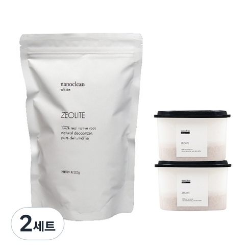 나노클린화이트 제올라이트 탈취제 500g + 용기 2p, 2세트