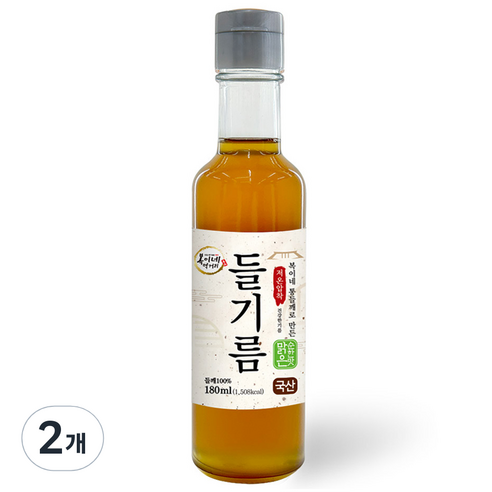 복이네먹거리 통들깨로 만든 저온압착 순한맛 국산 맑은 들기름, 180ml, 2개