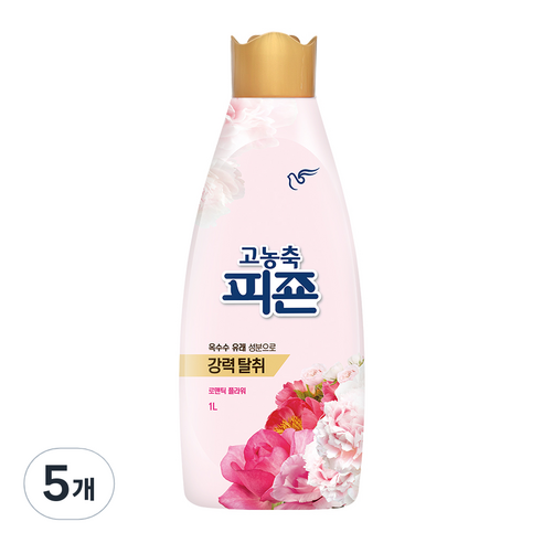 고농축 피죤 강력탈취 오리지널 로맨틱플라워 섬유유연제, 1L, 5개