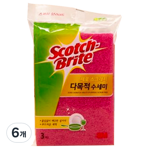 스카치브라이트 3M 제로 스크래치 다목적 수세미, 3개, 6개
