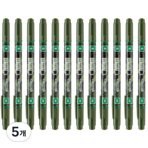 라인플러스 OHP펜 1mm 물펜MF 3.0mm 12p, 녹색, 5개