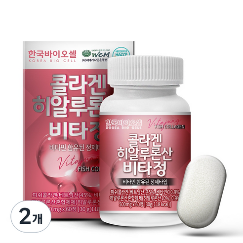 한국바이오셀 콜라겐 히알루론산 비타정, 60정, 2개, 60정