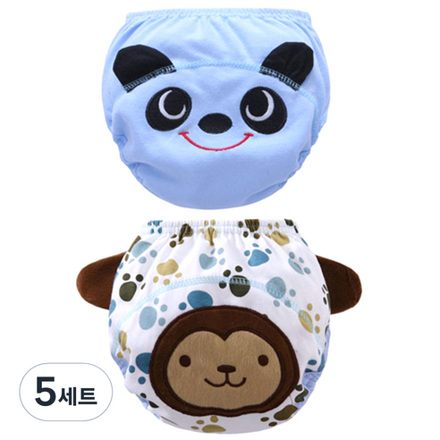 엠케이 남아용 동물캐릭터 배변훈련팬티 2p 세트, 몽키, 팬더, 5세트