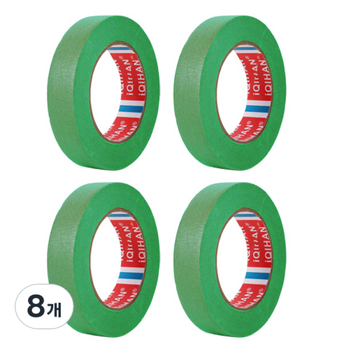 iQIHAN 다다 칼라 마스킹테이프 초록 25 mm x 20 m, 8개